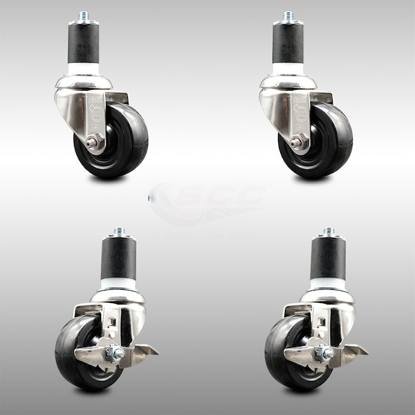 Service Caster 3.5 Inch 316SS Soft Rubber Swivel 1-7/8 Inch Expanding Stem Caster Brake, 2PK SCC-SS316EX20S3514-SRS-2-TLB-2-178 - main